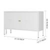 LINGZOE 2 door metal TV stand cabinet with storage for livingroomwhite Storage Sideboard with 2-layer partition view 3