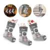 XOZOTY Patchwork Woodland Bear Reindeer Customized Christmas Socks Xmas Stockings for Family Holiday Christmas Party Decorations 17.52 x 7.87 Inch view 3