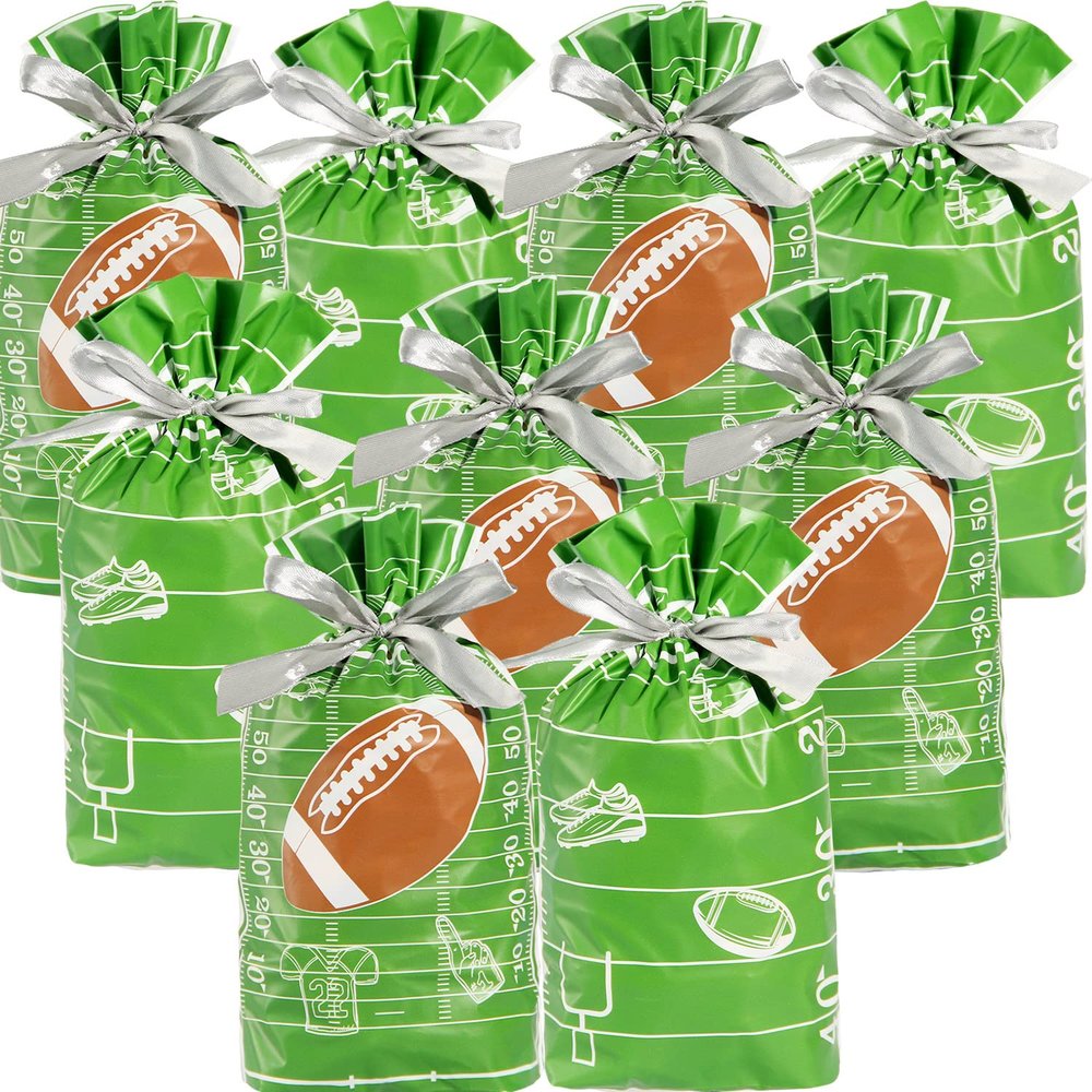 GITMIWS 40 Pcs Goodie Party Favors Bags- 9'' Drawstring Soccer Goodie Bags for Kids, Football Treat Bag for Team Snacks Soccer Party Supplies