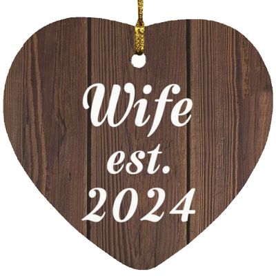 Designsify Christmas Tree Decoration, Wife Established EST. 2024, Heart Ornament D, Gifts for Birthday Anniversary Valentines Mom Mothers Fathers Day Party, to Men Women Him Her Friend Mom Dad