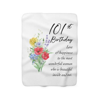 101st Birthday Blanket for Her - 101 Year Old Birthday Gifts for Women - Personalized Throw Blankets for Mom Grandma Est 1921 Sherpa Fleece