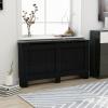 Gecheer Radiator Cover, Modern Slatted Design MDF Cabinet with Honeycomb Pattern, Black for Living Room Home Decor and Additional Shelf Space view 1