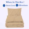 800 Thread Count Pinch Pleated Duvet Cover Set 5 Piece 100% Egyptian Cotton Bedding Set with Zipper & Corner Ties, Breathable Durable Soft Luxury Pintuck Duvet Cover & 4 Pillow Shmas (Taupe, King) view 4