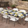 IDOWMAT 8 Ft Fitted Tablecloth Rectangle Table Cover Oil-Proof Wipeable Picnic Table Cover Reusable Durable Table Cover Protector Middle Ages Nordic Abstract Circle Pattern Elastic Edged Tablecloth view 1