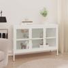 GOLINPEILO Metal Sideboard Storage Cabinet with Adjustable Shelf and 3 Glass Doors, Steel Cabinet Home Office Storage Cabinet, White Cabinet Organizer 41.3"x13.8"x27.6"(A) view 1