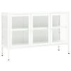 GOLINPEILO Metal Sideboard Storage Cabinet with Adjustable Shelf and 3 Glass Doors, Steel Cabinet Home Office Storage Cabinet, White Cabinet Organizer 41.3"x13.8"x27.6"(A) view 3