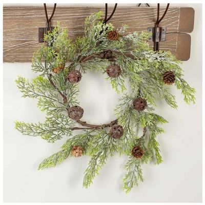 Artificial Glitter Dusted Pine and Rustic Bells Wreath for Christmas Decorating and Holiday Displays by Factory Direct Craft