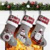 Amidaky Christmas Stockings Personalized Set of 6 Christmas Stockings Bulk 22 inch Santa Snowman Reindeer for Holiday Fireplace Decoration Red and Grey view 1