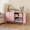 LINGZOE 2 Door Steel Storage Cabinet Pink TV Stand for Living Room,Metal Locker Storage Cabinet for Bedroom Balcony view 2