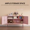 LINGZOE 2 Door Steel Storage Cabinet Pink TV Stand for Living Room,Metal Locker Storage Cabinet for Bedroom Balcony view 4