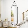 16''x48'' Full Length Mirror, Modern Oval Door Mirror Full Length with Hanging Leather Cord, Wall Mounted Mirror with Hanging Leather Strap for Bathroom Vanity Living Room Bedroom EntranceBlack view 4
