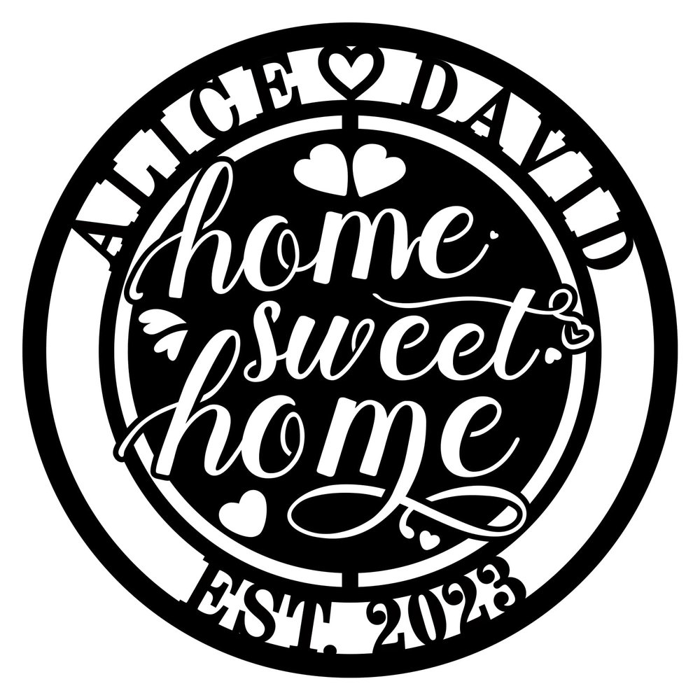 Custom Metal Home Sweet Home Sign, Personalized Home Sweet Home Metal Wall Decor, Personalized Anniversary Wedding Gift