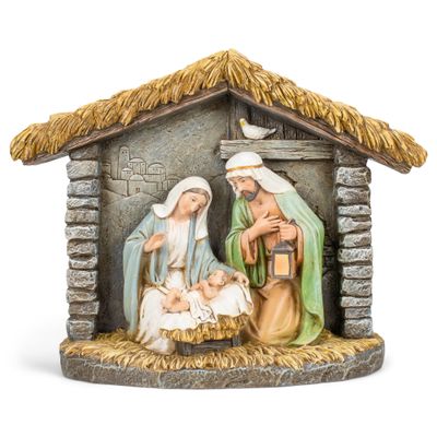 Napco Rustic Grey Nativity in Creche 12 x 9 Resin Tabletop Holiday Figurine