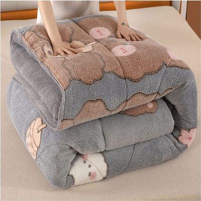 All Season King Size Soft Quilted Down, Lamb Wool Warm Comforter, Double-Sided Velvet Quilt Thickened, Thicken Cotton Quilt Blanket, Super Warm Lamb Quilt ( Color : Colour2 , Size : 150x200cm )