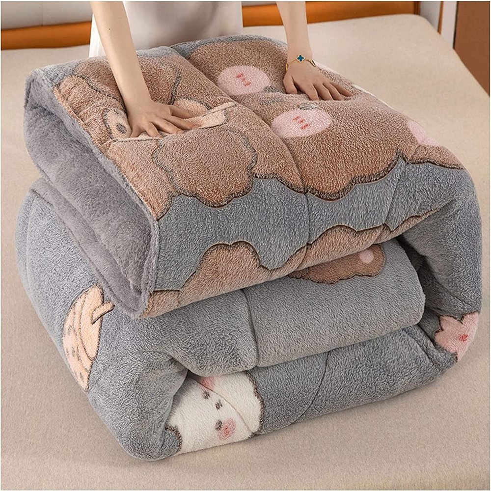 All Season King Size Soft Quilted Down, Lamb Wool Warm Comforter, Double-Sided Velvet Quilt Thickened, Thicken Cotton Quilt Blanket, Super Warm Lamb Quilt ( Color : Colour2 , Size : 150x200cm )