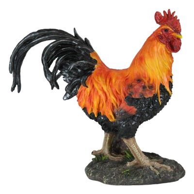 Ebros Gift Large Rural Rustic Country Farmland Morning Crow Alpha Rooster Statue 15.25" Tall Taxidermy Chicken Home Decor Sculpture Western Farmers Nature Lovers and Chicken Fans