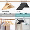 20 Luxury 16.5" Ultra Thin Space Saving Black Wooden Hangers, 360 Degree Swivel Hook, Best for Suit, Coat Hangers Shirts, Blouses, Pant, Dress Hangers Black with Gold Hook (Black, No Bar, 20) view 3