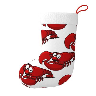 SUROLA Red Lobster Print Christmas Stocking,Xmas Decorations 18" Large Hanging Stockings Print Polyester