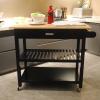 Compact Kitchen Island, Wood Kitchen Island Cart with 2 Large Open Storage Shelves Rolling Trolley Cart with Drawer with Towel Rack Utility Storage Cabinet, for Small Space, Dining Room view 2