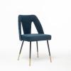 Rhomtree Set of 4 Kitchen Chair Modern Upholstered Dining Chairs Desk Chair Side Chair with Metal Legs Fabric Dining Comfy Accent Chair (Blue, Set of 4) view 3