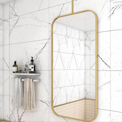 Modern Gold/Black Ceiling Mounted Mirror Square Large 40cmx70cm 50cmx70cm Ceiling Hanging Mirror, Bathroom Floating Vanity Makeup Mirrors Entrance Hallway Wall Decorative Mirror ( Color : Gold , Size