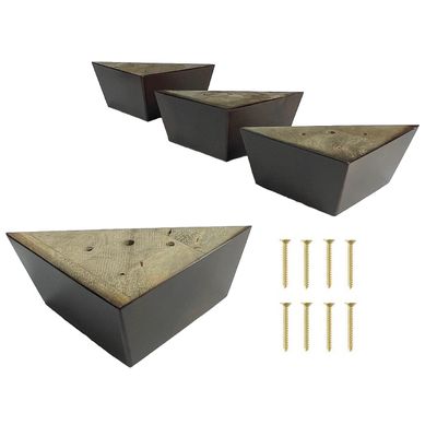 ComfortStyle Furniture Legs, Chair Couch Feet Replacement, Set of 4 Wood Sofa Corner Feet, 2-1/2" Tall by 5" Wide Triangle, Walnut Finish