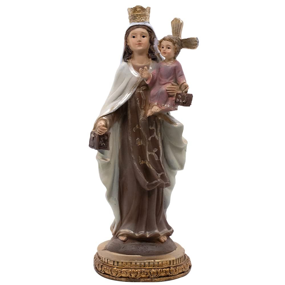8" Our Lady of Mount Carmel Statue | Beautiful Christian Home Decor | Great Catholic Gift for First Holy Communion, Confirmation, Weddings, and Housewarming