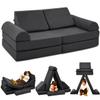 jela Kids Couch Safety Certified Play Couch Soft Kids Sofa with Machine Washable Cover Thick Foam Fort Building Set for Playroom Indoor (57"x28"x18", Charcoal) view 1