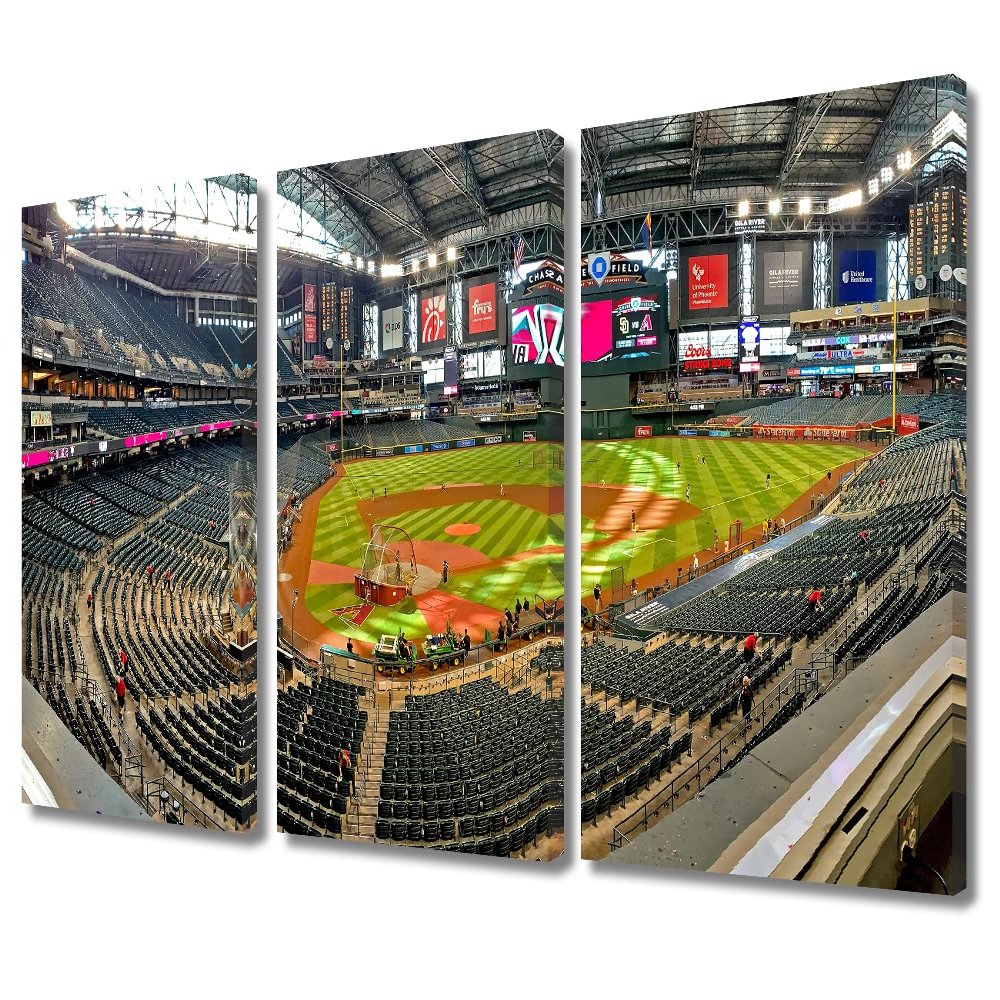 TUMOVO House Decorations Chase Field Wall Pictures for Living Room American Baseball Pictures Canvas Wall Art Modern Wall Painting 3 Panel Prints Wall Art on Canvas Framed Ready to Hang, 36" Wx24 H