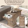 Aiuyesuo Multifunctional Classic Vintage End Table with USB Ports and 1 Drawer with Cup Holders, Sofa Side Table Bedside Nightstand Narrow Table for Living Room Bedroom (Antique Brown) view 4