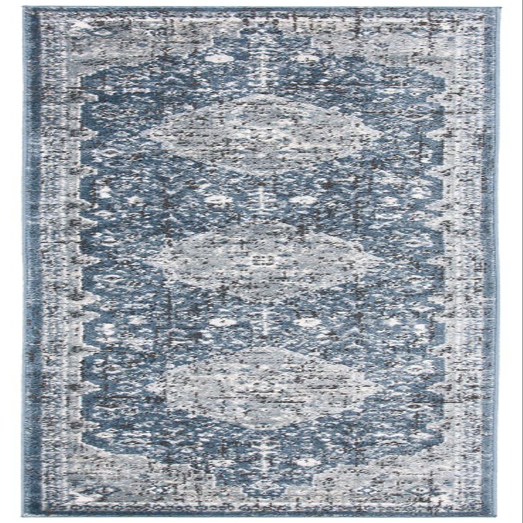 Martha Stewart x SAFAVIEH Area Rug Collection - 2'2" x 12' Runner, Navy & Ivory, Non-Shedding & Easy Cleaning, Ideal for Living Room, Foyer, Bedroom, Hallway (MSR858N)