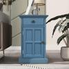 Aiuyesuo Multifunctional Classic Vintage End Table with USB Ports and 1 Drawer with Cup Holders, Sofa Side Bedside Nightstand Narrow Table for Living Room Bedroom (Antique Navy) view 3