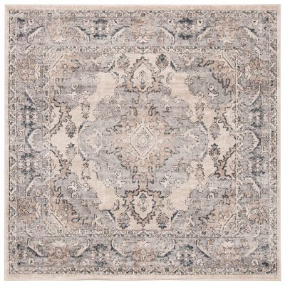 Martha Stewart x SAFAVIEH Area Rug Collection - 6'7" Square, Beige & Grey, Non-Shedding & Easy Cleaning, Ideal for Living Room, Bedroom, Office, Dining Space (MSR898B)