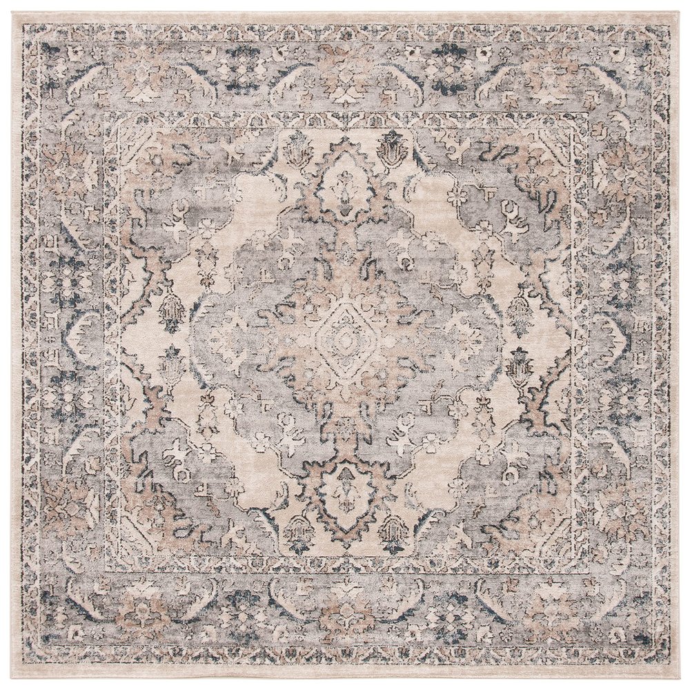 Martha Stewart x SAFAVIEH Area Rug Collection - 6'7" Square, Beige & Grey, Non-Shedding & Easy Cleaning, Ideal for Living Room, Bedroom, Office, Dining Space (MSR898B)