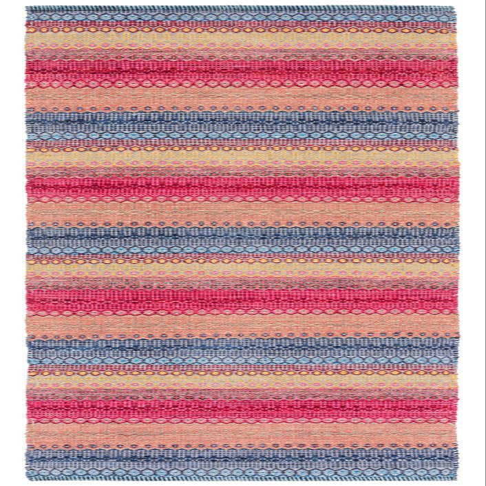 SAFAVIEH Montauk Collection Runner Rug - 2'3" x 9', Blue & Red, Handmade Flat Weave Boho Stripe Cotton, Ideal for High Traffic Areas in Living Room, Bedroom (MTK851M)