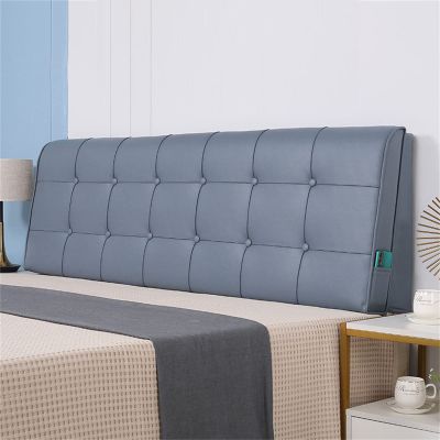 ZZYK King Size Adult Headboard Backrest Upholstered Button Reading Pillow Lumbar Support Bolster Wedge Cushion Couch Bed Pad Bunk Bed Bolster with Removable Cover,Blue,Paste 78.7"/200cm