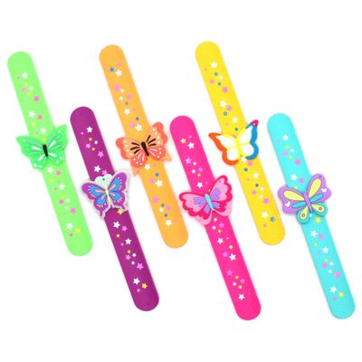 Butterfly Theme Slap Bracelets-Fun Silicone Wristbands (6pack) for Adults
