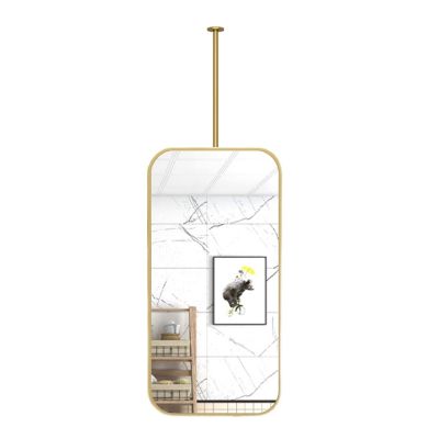 Square Mirror For Ceiling Hanging, Vanity Mirror Large Wall Mirror With Metal Framed, Hallway Entrance Decorative Hanging Mirror - Black/Gold | Ceiling Mounted ( Color : Gold , Size : 50cmx70cm )