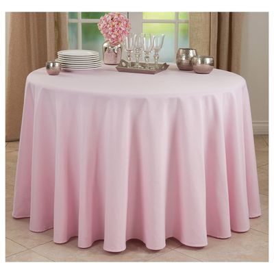 Occasion Gallery Pink 100% Polyester Solid Classic Everyday Design Dining Room or Kitchen Tablecloth, 132" Round (1 Piece)