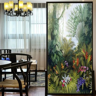 LXDWEI Decortive Window Film Privacy Rainforest Painting Static Cling Window Stickers No Glue Frosted Window Coverings Window Window Tint (W x L) 90x140cm(35.2"x55.1")