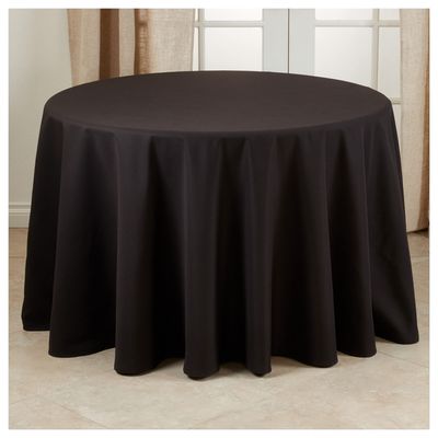 Occasion Gallery Black 100% Polyester Solid Classic Everyday Design Dining Room or Kitchen Tablecloth, 132" Round (1 Piece)