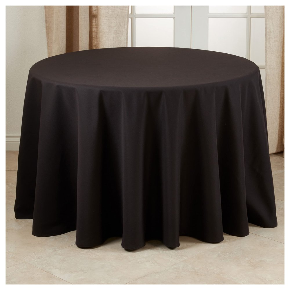 Occasion Gallery Black 100% Polyester Solid Classic Everyday Design Dining Room or Kitchen Tablecloth, 132" Round (1 Piece)