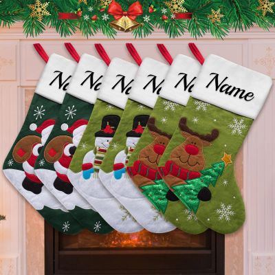 Westpearl Christmas Stockings Personalized Set of 6 Custom Christmas Stockings Customized Xmas Stocking with Name Family Ornament for Xmas Holiday Decoration-White Mixed 123