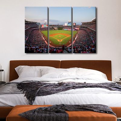 3 Pieces Canvas Prints California Baseball Field Skyline Wall Art Modern Home Decor Angel Stadium of Anaheim Poster Living Room Bedroom Decoration Artwork Painting Framed Ready to Hang, 36"Wx24"H