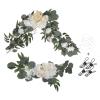 BestAlice Wedding Arch Flowers Set of 2, Artificial Flower Swag Floral Swag Dusty Blue Wedding Decor, Rustic Artificial Eucalyptus Greenery Floral Swag for Wedding Arch Ceremony Sign Chair, Champagne view 1