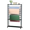 Retail Store Wrapping Paper Display Holder, Black Ribbon Thread Spool Dispenser with Wheels and Shelf, Double-Sided Floor Scarf Organizer Pant Jeans Towel Shelf (Color : Black) view 1