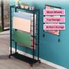 Retail Store Wrapping Paper Display Holder, Black Ribbon Thread Spool Dispenser with Wheels and Shelf, Double-Sided Floor Scarf Organizer Pant Jeans Towel Shelf (Color : Black) view 2