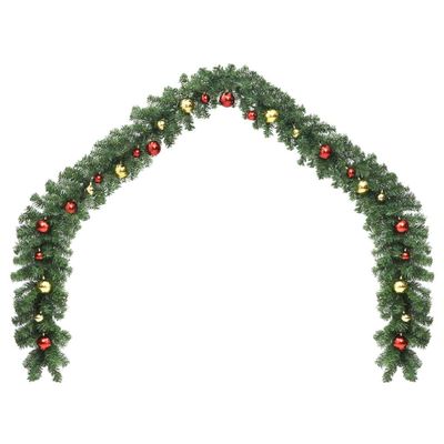Christmas Garland Decorated with Baubles and LED Lights,Christmas Ornaments,Outdoor Christmas Decorations,Lawn Family Outside Decor,with 4 Lighting Effects, for Indoor and Outdoor Use,for Wedding