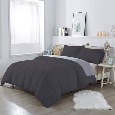 1Pcs Comforter 100% Egyptian Cotton 800 Thread Count - Super King Plus Size (120" x120") Inch,Soft and Breathable Comforter - Dark Grey Solid