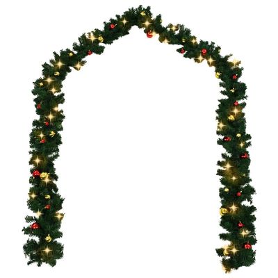 Christmas Garland with Baubles and LED Lights,Christmas Ornaments,Christmas Tree Decorations,Dorm Decor,Holiday Wedding Party Decoration,Lawn Family Outside Decor,Waterproof,for Indoor and Outdoor